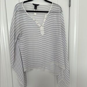 White House Black Market Women's Striped Winged Top
